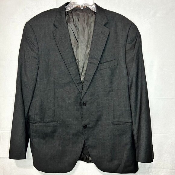 Peter Millar Mens 46R Sport Coat Gray Black Glen Plaid 100% Wool Two Button